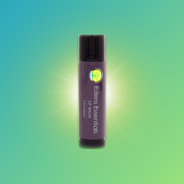 Edens Strawberry Chapstick with organic coconut oil, shea butter, and rosehip oil to hydrate, protect, and restore chapped lips with natural ingredients.