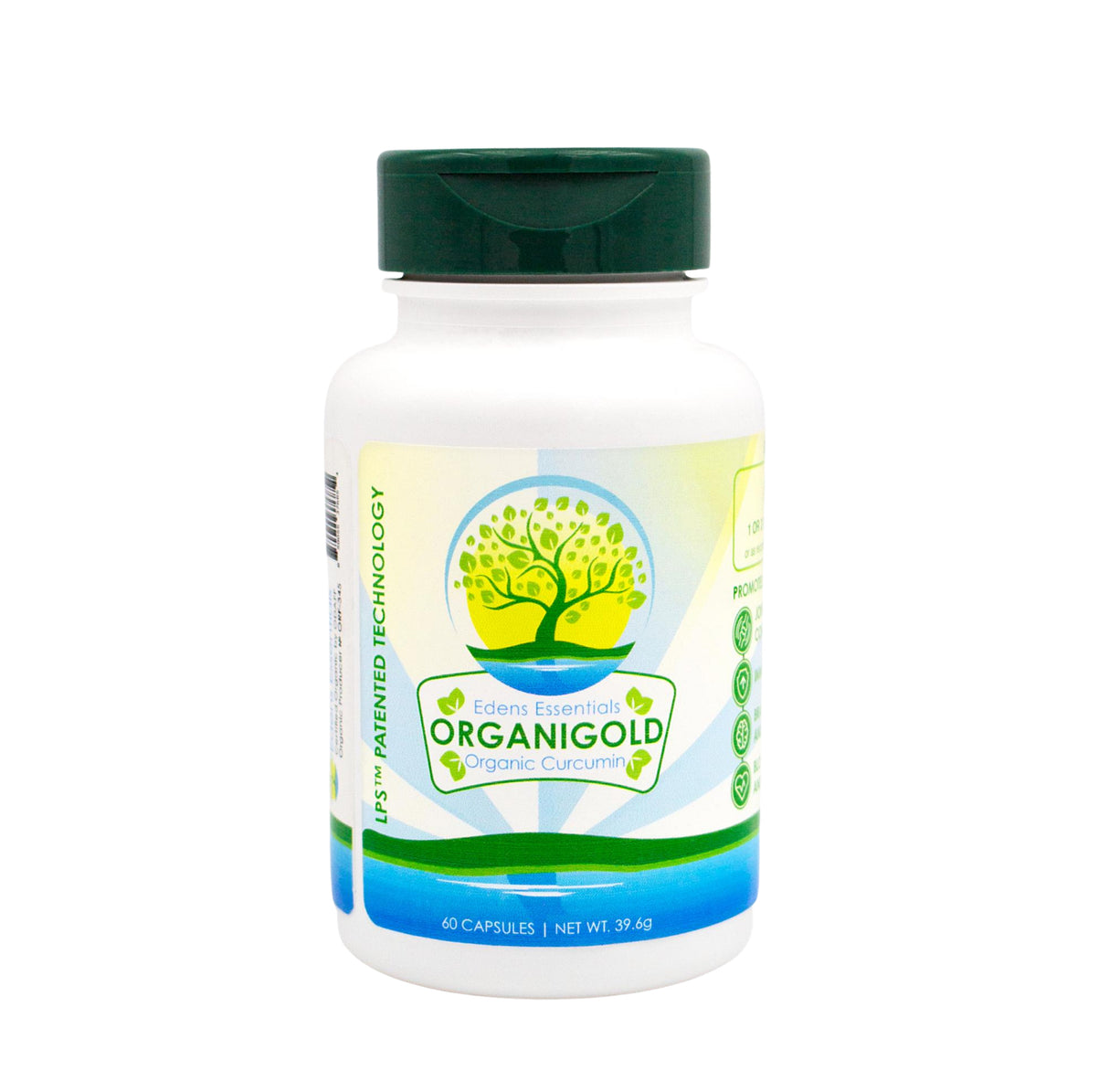 Organigold Curcumin 60 capsules, featuring highly bioavailable organic turmeric curcumin for powerful anti-inflammatory and antioxidant support to enhance joint, heart, and overall health.