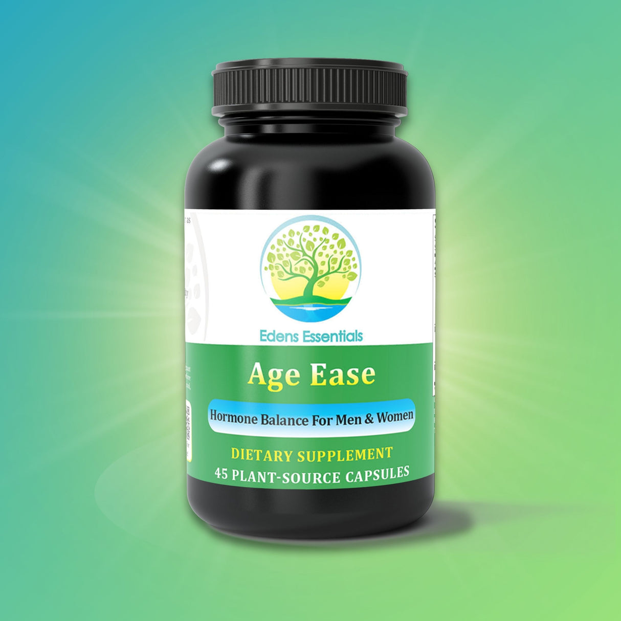 Age Ease (formerly Men's Vitality) supplement, featuring a blend of Cordyceps, Maca, Turmeric, Reishi, and Saw Palmetto to support healthy hormonal balance, energy levels, cognition, and overall vitality.