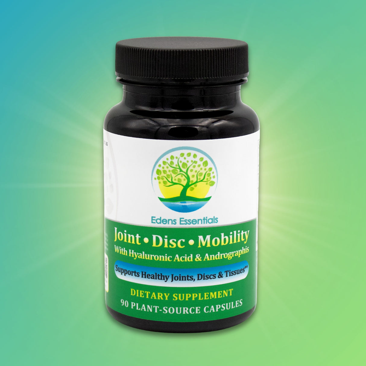 Edens Joint, Disc, Mobility supplement, featuring a triple-strength formula with Andrographis, White Willow, and Sodium Hyaluronate to support healthy joints, muscle and inflammatory response.