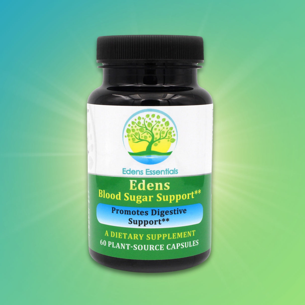 Edens Blood Sugar supplement, featuring organic Ceylon cinnamon and prickly pear to support healthy blood sugar levels, digestive health, and insulin response.