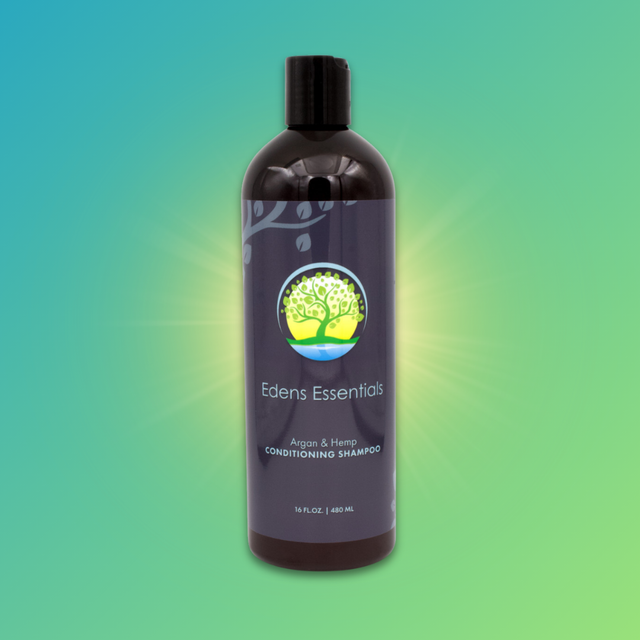 Edens Argan & Hemp Conditioning Shampoo, enriched with organic argan and hemp oils, designed to hydrate, strengthen, and restore shine to dull, dry, or chemically treated hair.