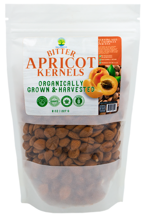 Bitter Apricot Kernels, organically grown and sustainably sourced, rich in amygdalin (B17) and pangamic acid (B15), supporting cellular health and wellness.